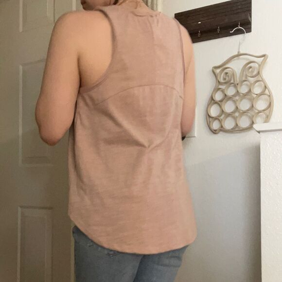 Thread & Supply Cotton Blend V- Neck Tank Top Medium Pale Pink - Picture 3 of 5